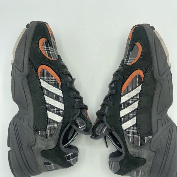 Adidas Yung-1 Black Orange Plaid Low Top Sneaker